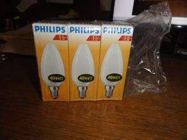 6 PHILIPS Kerzenbirnen 40 Watt matt neu in OVP keine LED