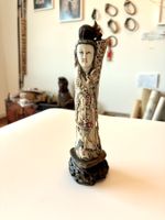 💚 ANTIKE HAND GESCHNITZTE Göttin Guanyin FIGUR 💚 SAMMLUNG