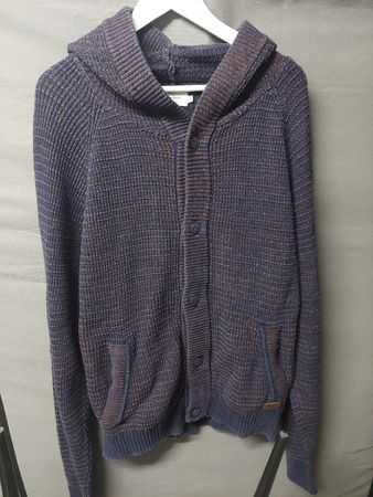 Pepe Jeans Strickjacke mit Kapuze Gr. M Herren Blau/Orange 