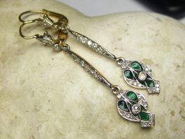 Vintage Ohrringe 50er Jahre Gold 750 / 18 k Diamant Emaille