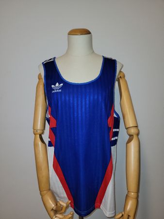 Vintage Adidas Weste Trägerhemd Blau Rot Weiss Grösse M