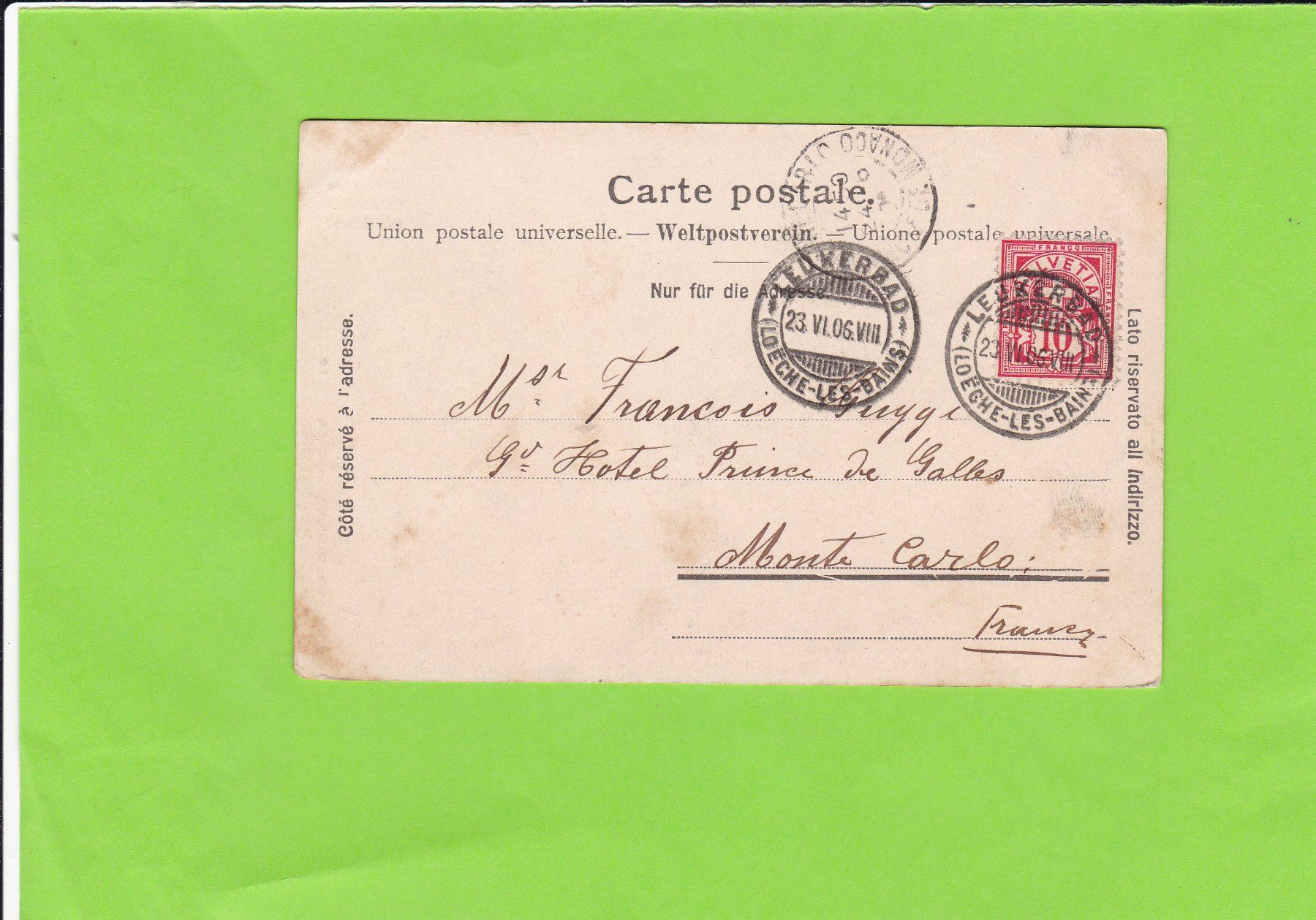 Cartoline postali: Leukerbad-Collonade--1906 – Usato da St. Peterzell venduto da neckertal 1