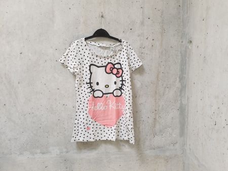 T-shirt H&M, blanc, petit pois & Hello Kitty, fille, 134/140
