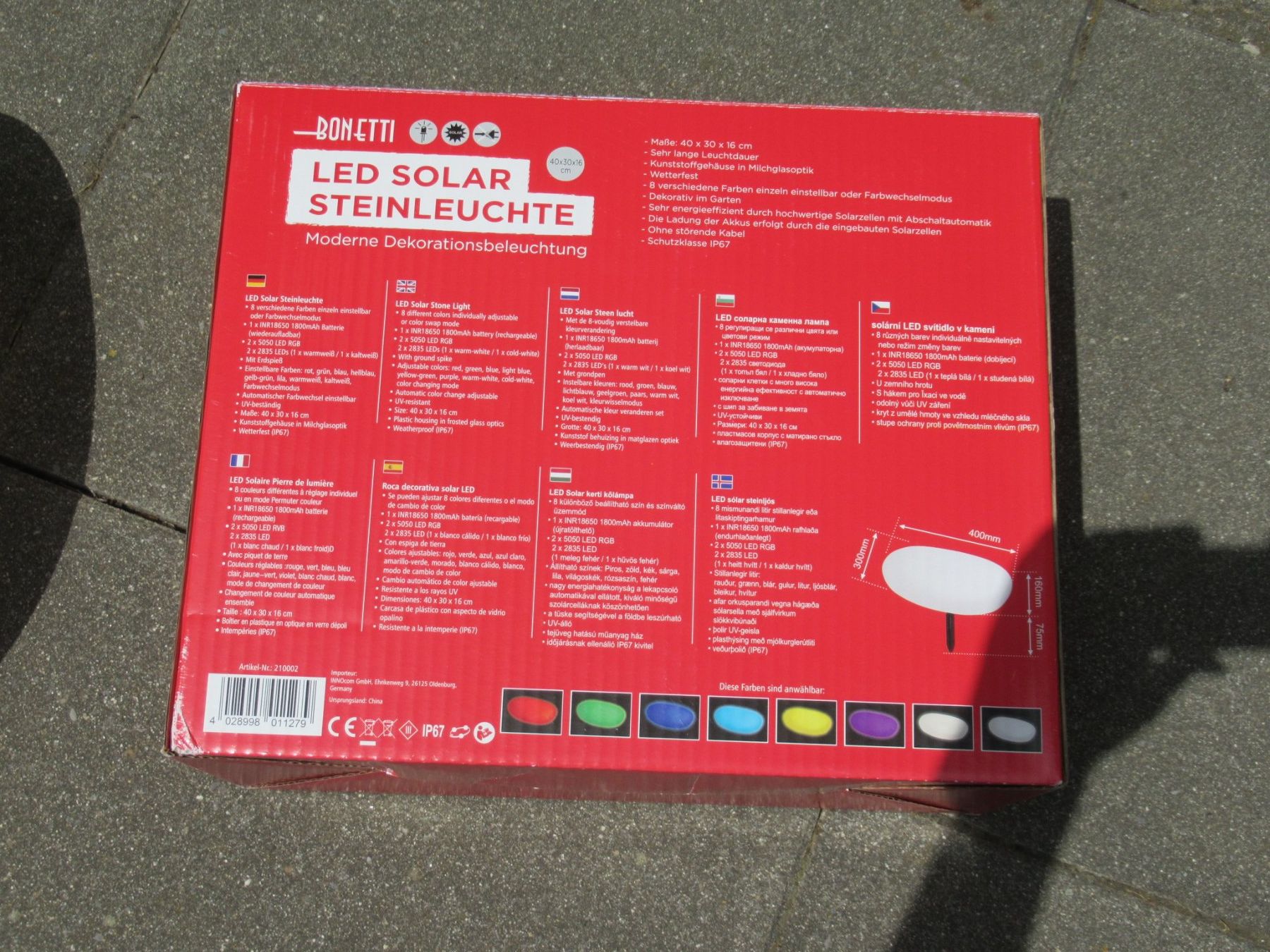 Lampade: Solar LED Steinleuchte 40cm 8 verschiede Farben – Usato da Trimbach venduto da donlyn 5