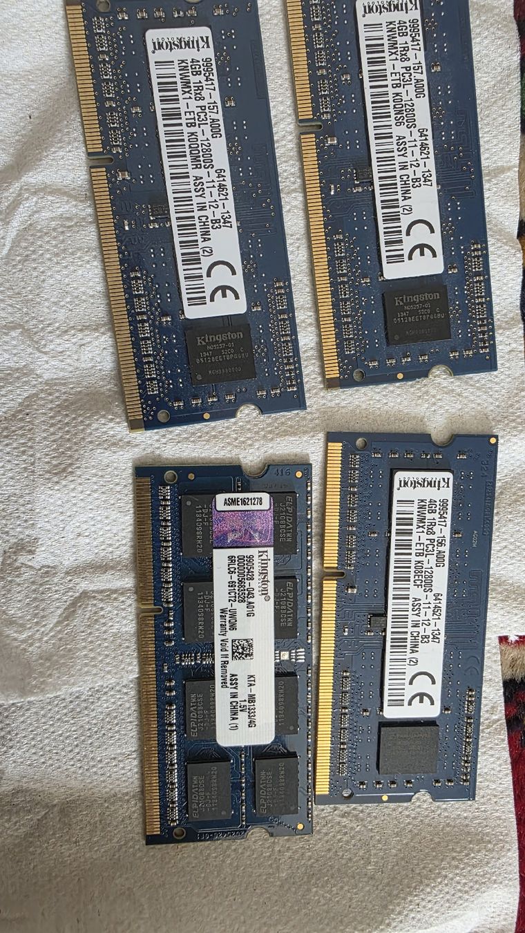 Memory / RAM: 4x Kingston RAM DDR3 4GB Modules Laptop Memory Set – Gebraucht aus Lugano von DanyalCH