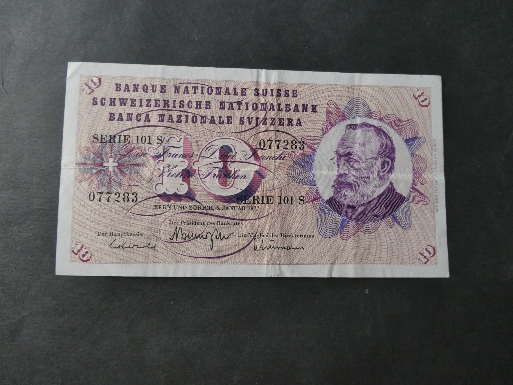 Billets de banque: Schweiz 1977, 10 Franken – D'occasion à Hinterforst par Rohusri