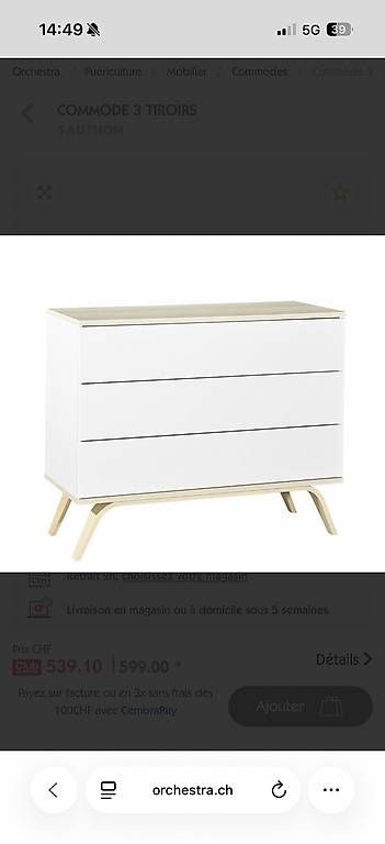 Letti: Lit bébé évolutif avec matelas et commode Sauthon – Usato da Châtelaine venduto da Gali07 3