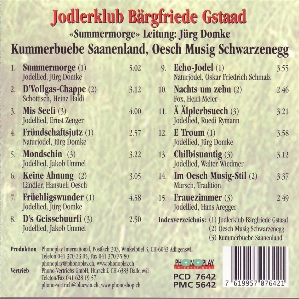 CDs: Jodlerklub Bärgfriede Gstaad: Summermorge – Gebraucht aus Brittnau von Zibu 1
