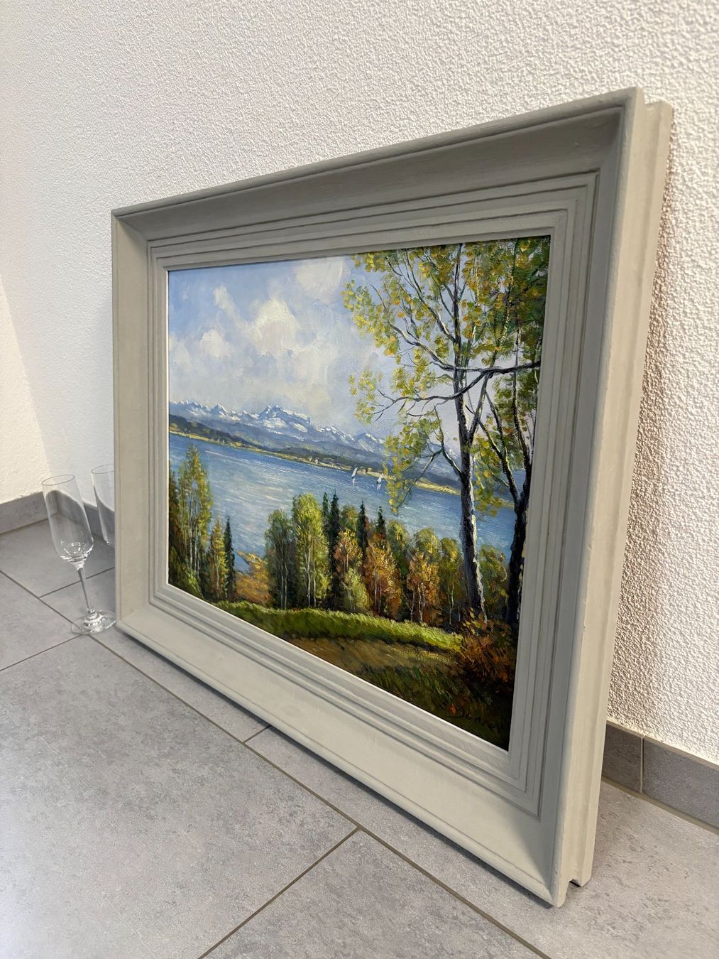 Dipinti: 74cmbreitx59cmhoch/E. Ducret/ Ölgemälde, Herbst am See – Usato da Ottenbach venduto da TimelessEmotions. 3