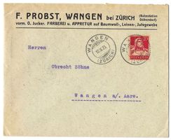 1925 Firmenumschlag F. Probst, Wangen bei Zürich