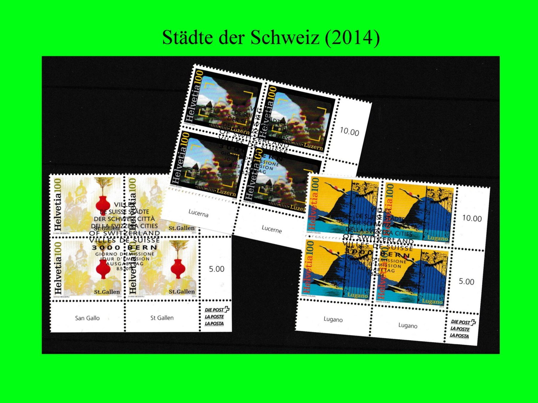 Tutti i francobolli: Viererblock "Städte der Schweiz" (2014) – Nuovo (secondo la descrizione) da Dübendorf venduto da chiara48