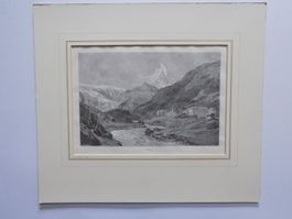 Zermatt Matterhorn Valais Cervin Xylographie um 1880