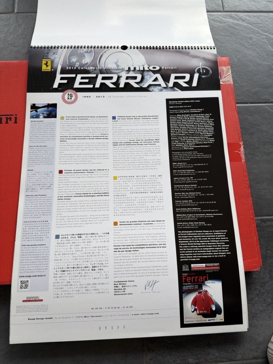 Ferrari Kalender: Original Ferrari Kalender 2013 – Gebraucht aus Wolfwil von Rolex1 1