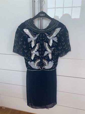 Frock & Frill Glitzer Cocktailkleid Pailletten Vogel-Muster