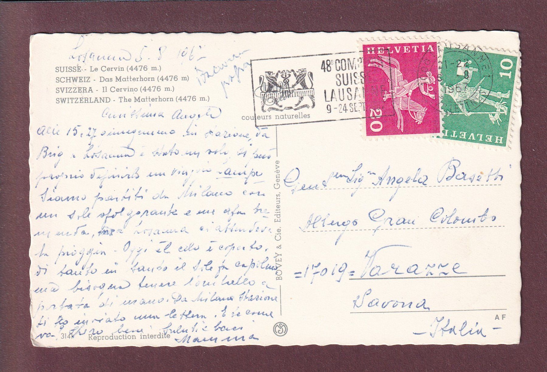 Cartoline postali: CERVIN / MATTERHORN - 1967 – Usato da Pully venduto da nicecards 1