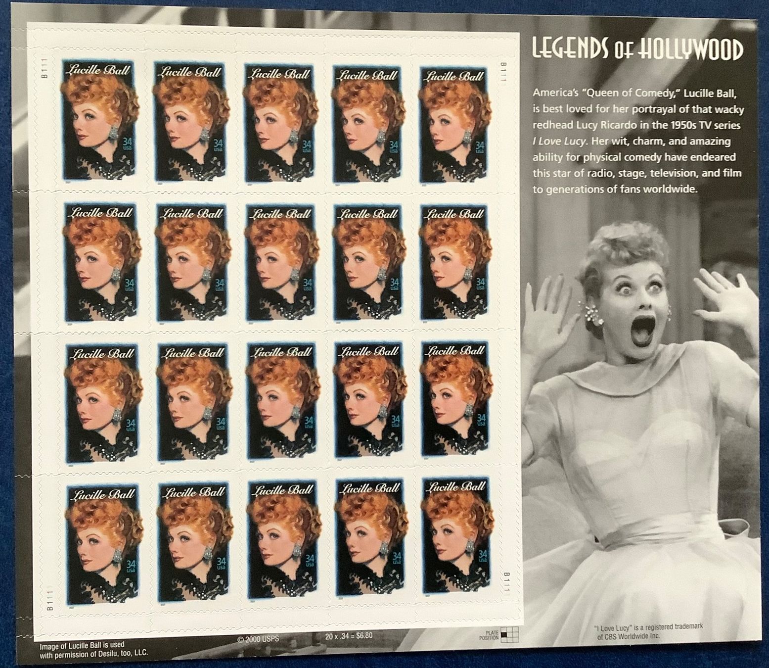 Tutti i francobolli: USA 2000 - Lucille Ball Kleinbogen Postfrisch – Nuovo (secondo la descrizione) da Liestal venduto da Pep3