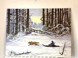 FANTASTISCHE   Wallis  Wald im Schnee sig. F.Ermer 1980