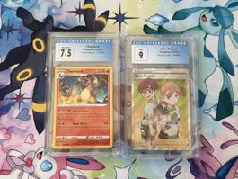 Pokémon - 2x cartes gradées - Charizard / Gym Trainer