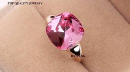 Damenring 18K Roségold plattiert Zirkonia pink neu