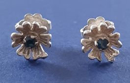 Silber Ohrstecker Blume blau Stein 925er Silber Vintage