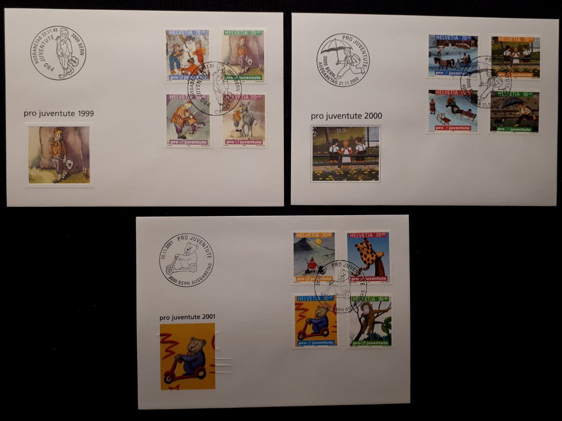 Tutti i francobolli: PRO JUVENTUTE LOT: FDC 1999 - 2001 – Usato da Ponto Valentino venduto da giorgia06