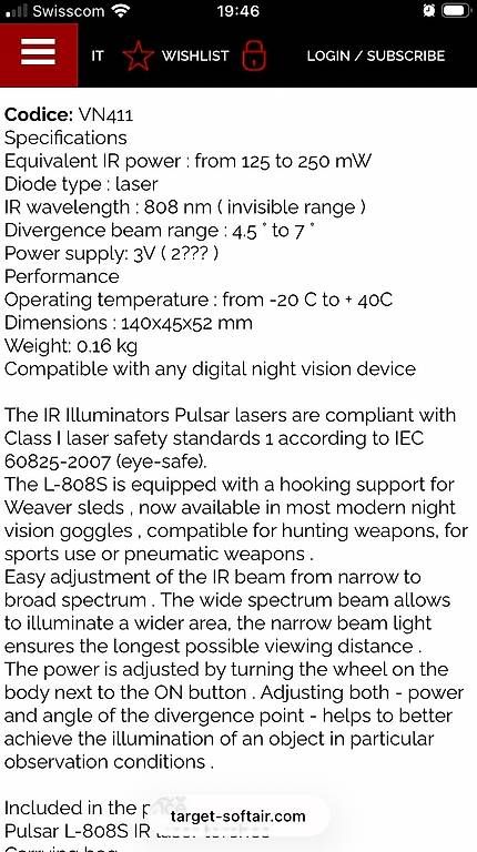 Dischi in vinile: Pulsar 808S illuminatore IR x NVG – Usato da Tesserete venduto da mat_2ckt 4