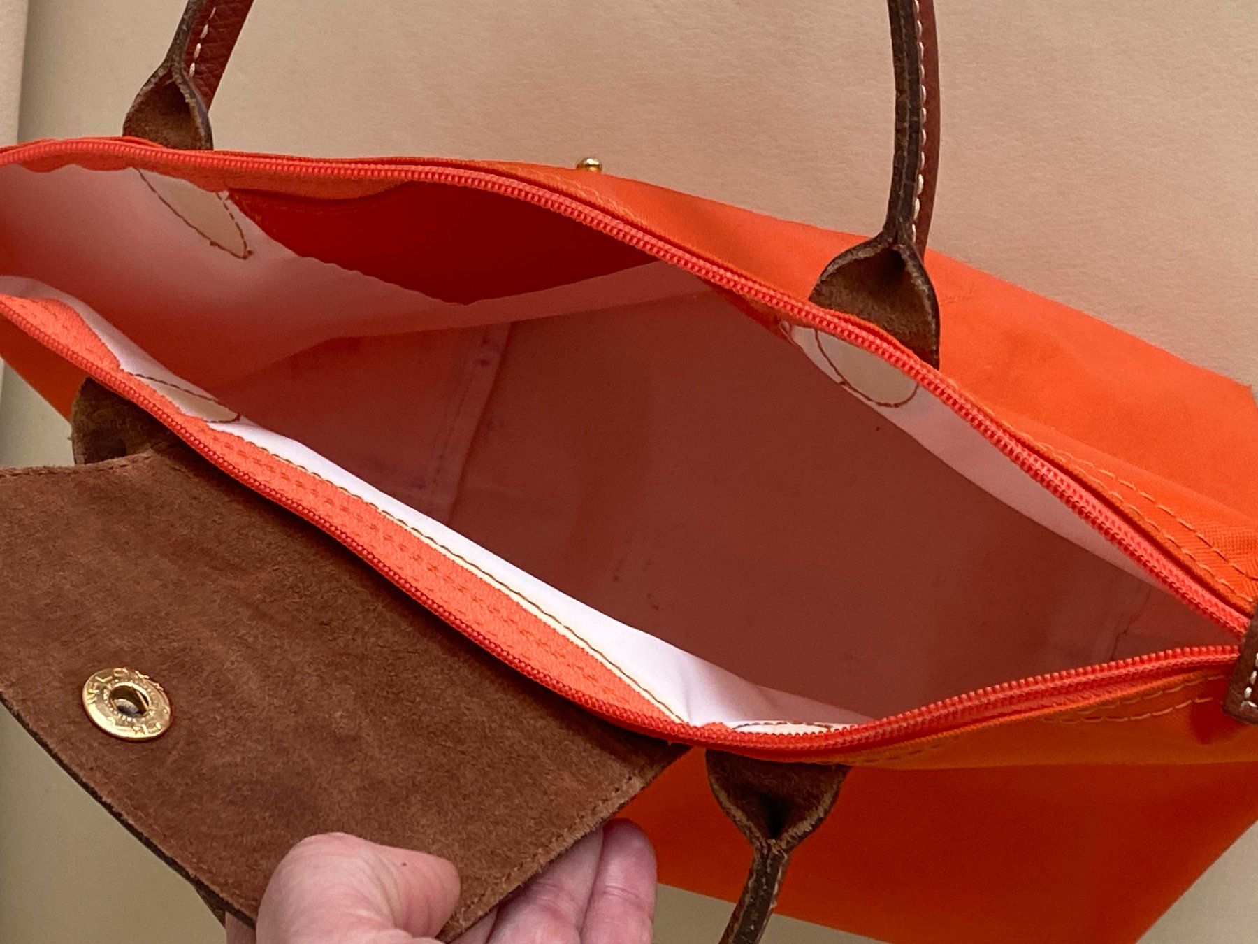 Longchamp Borse: Longchamp Le Pliage Tasche Orange Shopper – Usato da Allschwil venduto da Rosenfee 3