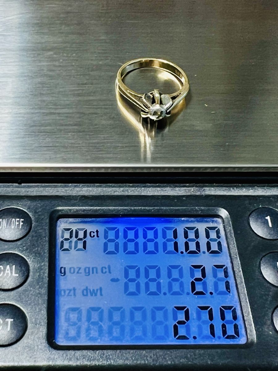 Anelli: 14K Yellow Gold Natural Diamond Solitaire Ring – Usato da Rüschlikon venduto da topswissvintage 7