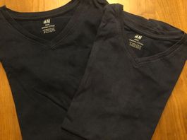2 T-SHIRTS 146/152 H&M dunkelblau