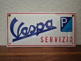 Emailschild Vespa Roller Servizio Logo Italy Emaille Schild