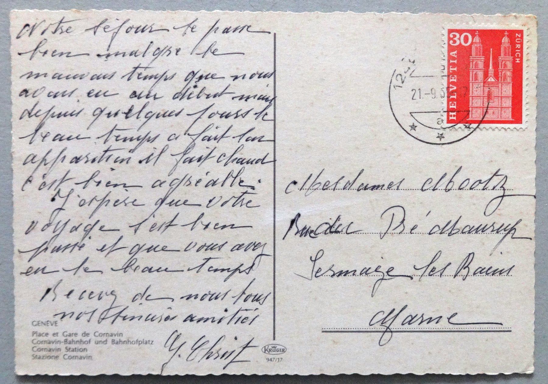 Cartoline postali: Genève, Place et Gare de Cornavin – Usato da Fétigny venduto da Billy2miny 1