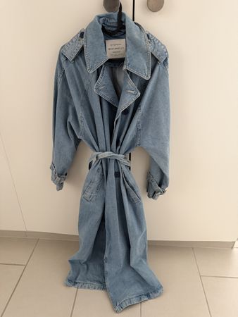 Stradivarius Jeansmantel Trenchcoat Blau Grösse L