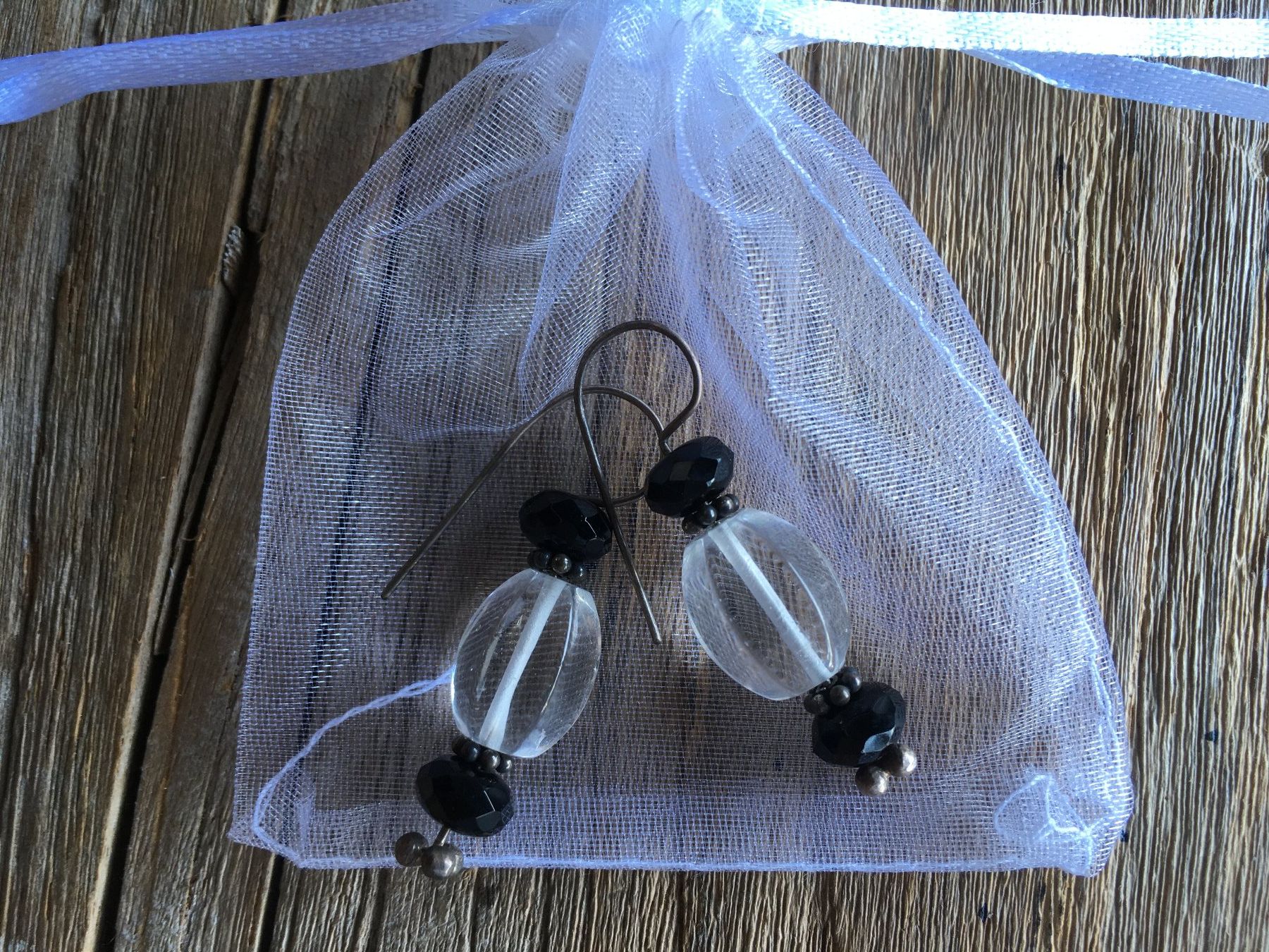 Ohrringe & -stecker: OHRHÄNGER 1 PAAR  BERGKRISTALL / ONIX / SILBER – Neu und originalverpackt aus Aesch ZH von LiquidAktion 2