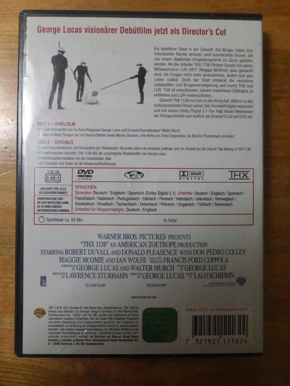 Tutti i DVDs: THX 1138 Directors Cut George Lucas Sci-Fi DVD – Usato da Zumikon venduto da psisound 1