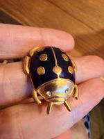 Yves Rombaldi Ladybug Brooch – Blue Enamel & Gold
