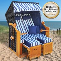 PREMIUM Strandkorb - GESTREIFT Blau/Hellblau/Weiss Vollieger