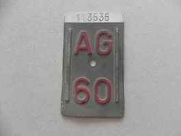 Velonummer Velo Rad AG 1960 Aargau 60 Nummer Geschenk Bike