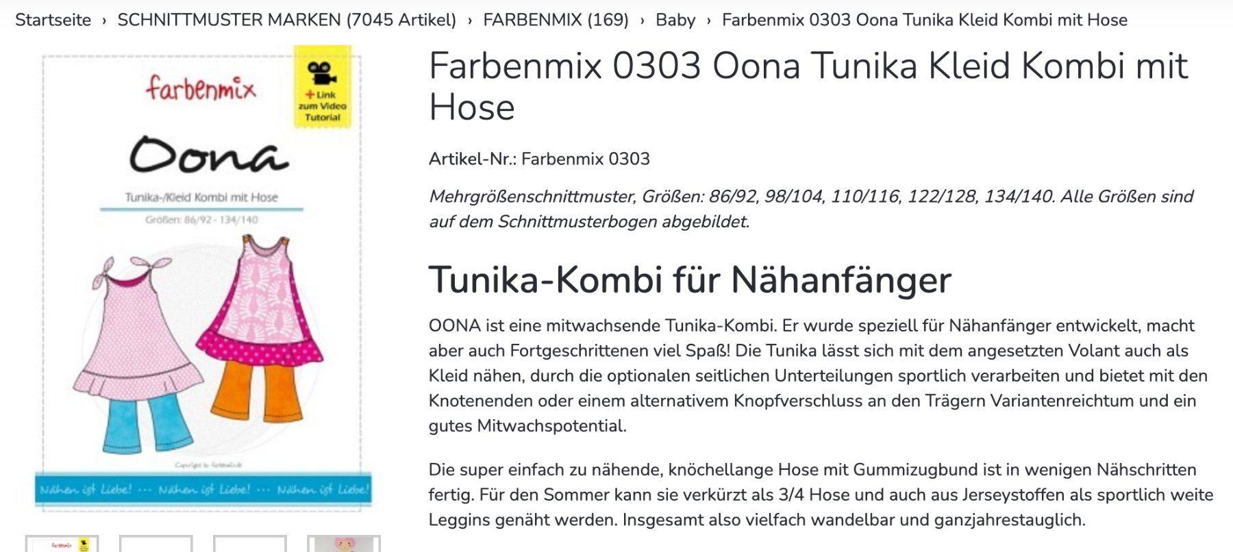 Cartamodelli: Papier-Schnittmuster "Oona" von farbenmix.de, neu & OVP – Nuovo e nell'imballaggio originale da Rothenburg venduto da Kaulquappe55 1
