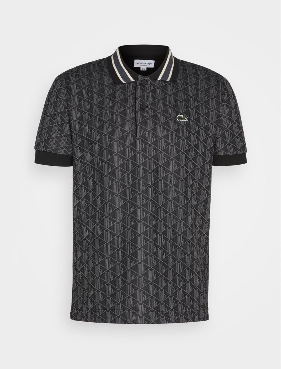 Lacoste Magliette Polo: Lacoste Polo Monogramme Black – Nuovo e nell'imballaggio originale da Biel/Bienne venduto da Akwawini 1