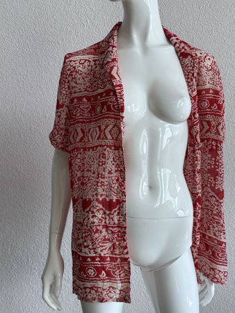 Vintage Shirt red patten short sleeve size F 40