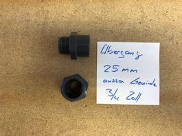2 neue PVC Übergang 25mm auf 3/4 Zoll
