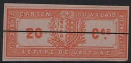 20 Cts. Fiskalmarke vom Kanton WALLIS