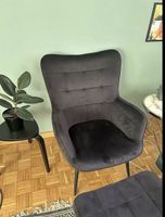 Velvet Armchair & Footstool