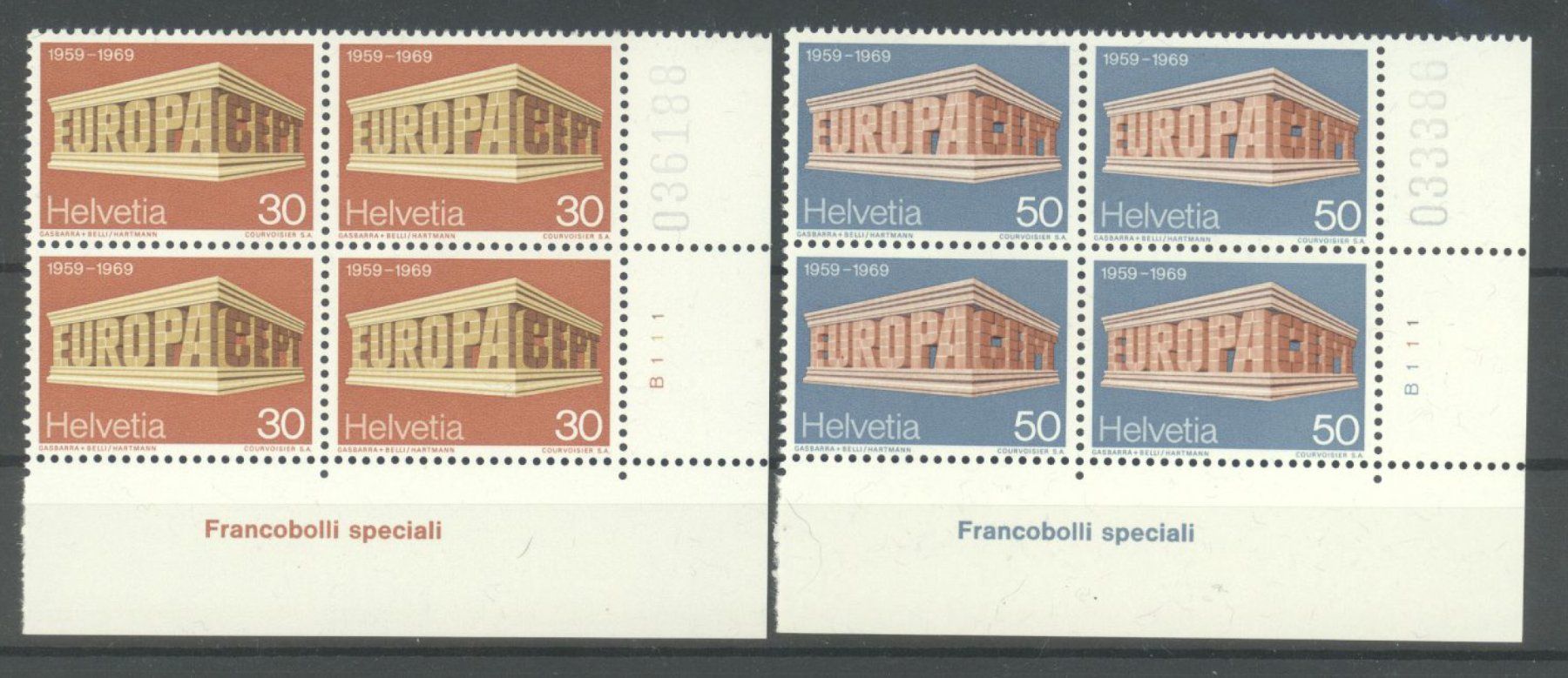 Tutti i francobolli: 1969, Europa, Viererblöcke ** – Usato da Willisau venduto da Vollstempel