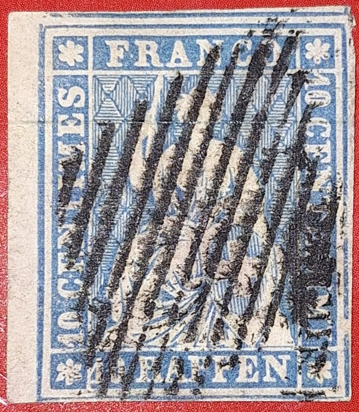 Tutti i francobolli: Strubel 23F mit Bogenrand kl. ATT Kat. 1300.- – Usato da Balgach venduto da SIMEON27