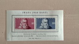 Bloc philatélique IMABA 1948 Suisse, état original neuf
