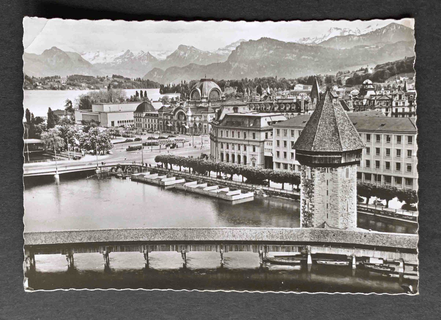 Ansichtskarten: AK Luzern Wasserturm mit Bahnhof – Gebraucht aus Goldau von artelier1