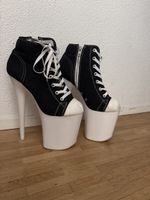 Pleaser Flamingo-800SK-02 – Plateau-Sneaker Schwarz/Weiss