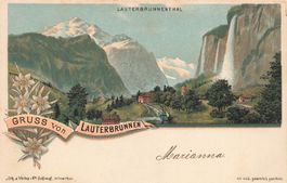 Gruss von Lauterbrunnen Litho Bern