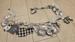 Adventskalender zum Befüllen, Stoff, schwarz/weiss/grau